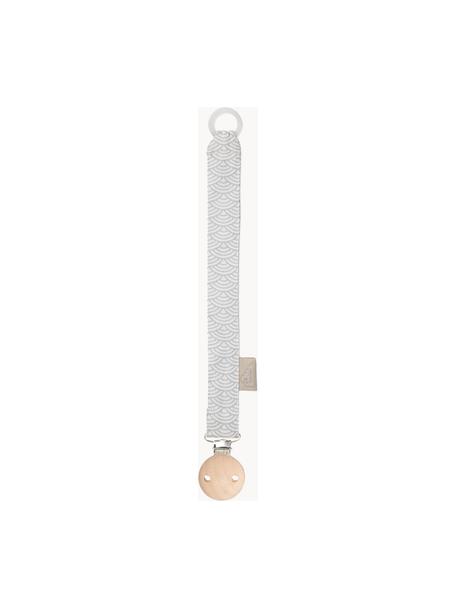 Fopspeenhouder Wave van biokatoen, Grijs, wit, L 20 cm