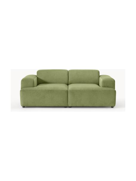 Cord-Sofa Melva (2-Sitzer), Bezug: Cord (92% Polyester, 8% P, Gestell: Massives Kiefernholz, FSC, Füße: Kunststoff, Cord Olivgrün, B 198 x T 101 cm