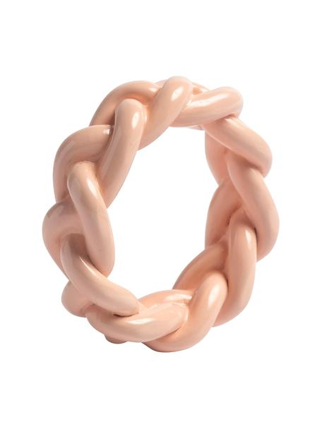 Krúžok na obrúsky Braid, 4 ks, Polymérová živica, Bledoružová, Ø 6 x V 2 cm
