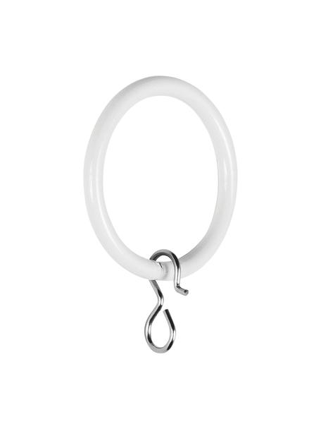Anillas cortinas Cherry, 10 uds., Acero recubierto, Blanco, Ø 4 cm