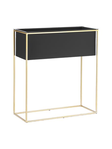 Macetero grande de metal Leilani, Metal con pintura en polvo, Dorado, negro, An 60 x Al 65 cm