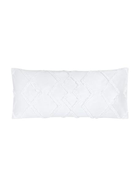 Funda de almohada texturizada de percal Faith, Blanco, An 45 x L 110 cm