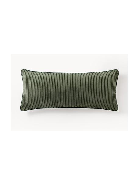 Cojín alargado de pana Kylen, Funda: pana (90% poliéster, 10% , Verde oliva, An 30 x L 70 cm