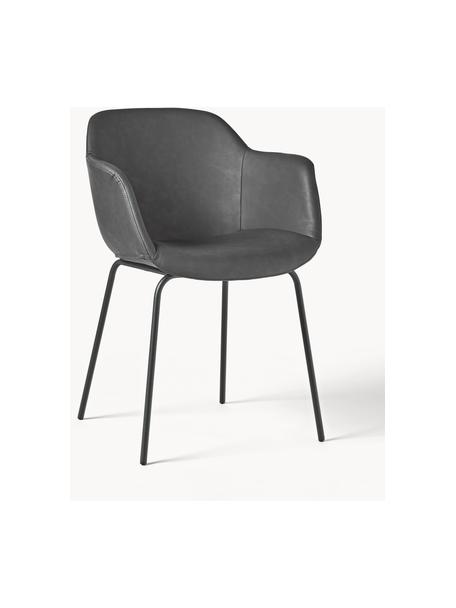 Kunstleren fauteuil Fiji met smalle zitvlak, Bekleding: kunstleer (polyurethaan) , Poten: gepoedercoat metaal, Kunstleer grijs, B 58 x D 56 cm