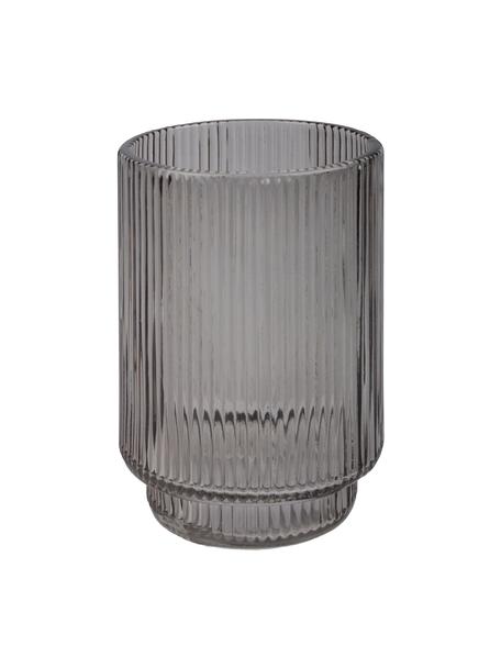 Zahnputzbecher Ligia aus geriffeltem Glas, Glas, Grau, transparent, Ø 8 x H 10 cm