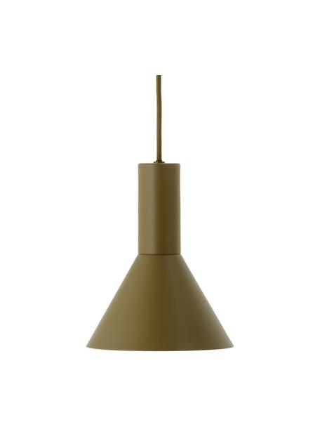 Kleine design hanglamp Lyss in kaki, Lampenkap: gecoat metaal, Baldakijn: gecoat metaal, Kaki, Ø 18  x H 23 cm