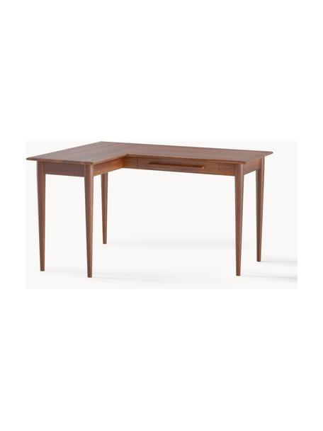 Hoekbureau Paul van mangohout met lades, Massief gelakt mangohout, Mangohout, B 135 x D 100 cm
