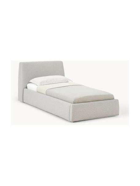 Cama individual con espacio de almacenamiento Cloud, Tapizado: tejido finamente texturiz, Estructura: madera de pino y roble ma, Patas: madera pintada El materia, Tejido beige claro, An 90 x L 200 cm