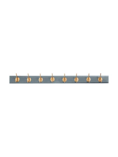 XL Garderobenhaken Aoife mit Metall-Haken, Leiste: Mitteldichte Holzfaserpla, Haken: Messing, Grau, 90 x 7 cm