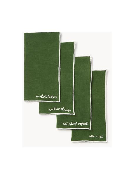 Serviettes en lin avec broderie Cosmo, 4 pièces, 100 % coton

Le matériau est certifié STANDARD 100 OEKO-TEX®, 4854CIT, CITEVE, Vert foncé, larg. 20 x long. 20 cm