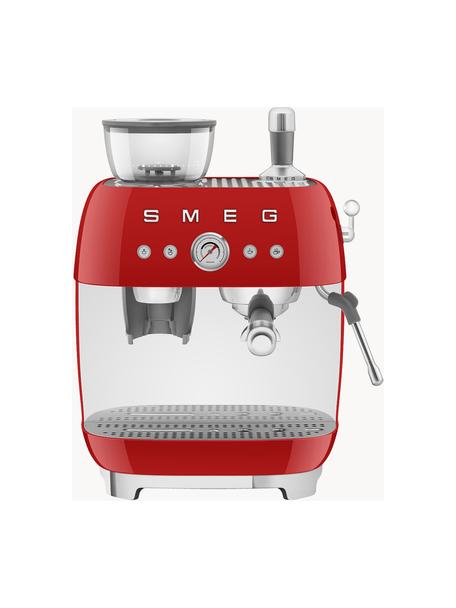 Kaffeemaschine 50's Style mit Siebträger, Aluminium-Druckguss, Edelstahl, Kunststoff, Rot, B 45 x H 50 cm