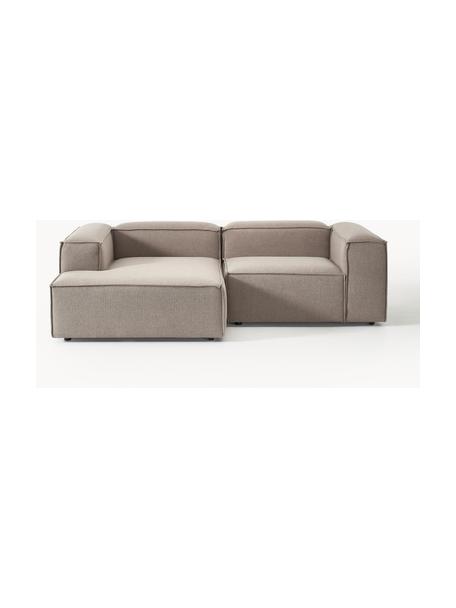 Modulares Ecksofa Lennon, Bezug: 100 % Polyester Der strap, Gestell: Massives Kiefernholz, Spe, Füße: Kunststoff Dieses Produkt, Webstoff Taupe, B 238 x T 180 cm, Eckteil links