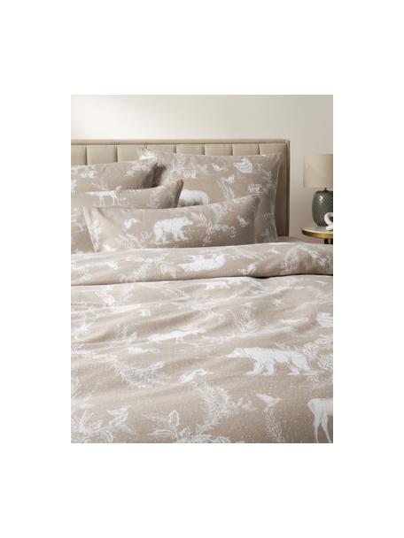 Flanell-Bettdeckenbezug Animal Toile in Beige, Webart: Flanell Flanell ist ein k, Weiss, Beige, B 135 x L 200 cm