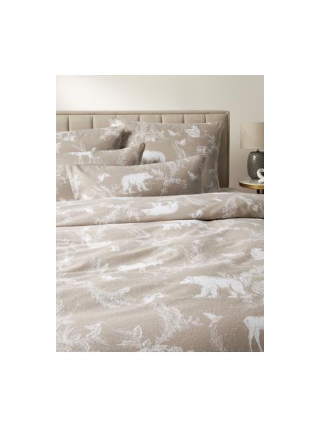 Flanellen dekbedovertrek Animal Toile, Weeftechniek: flanel Flanel is een knuf, Beige, patroon, B 140 x L 200 cm