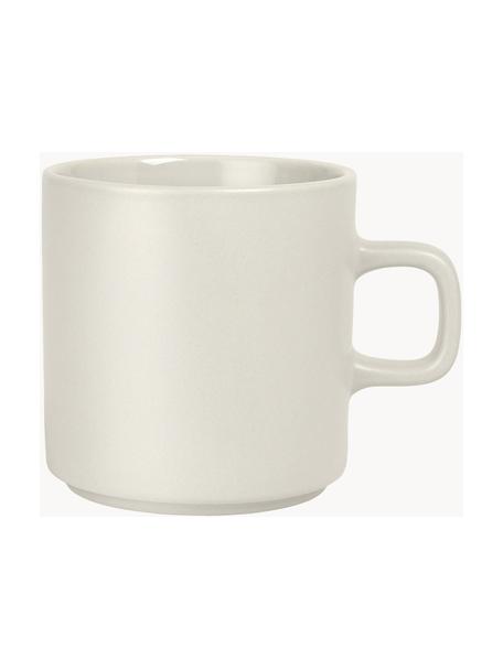 Tasses à café à texture mate/brillante Pilar, 6 pièces, Céramique, Blanc crème, Ø 9 x haut. 9 cm, 250 ml