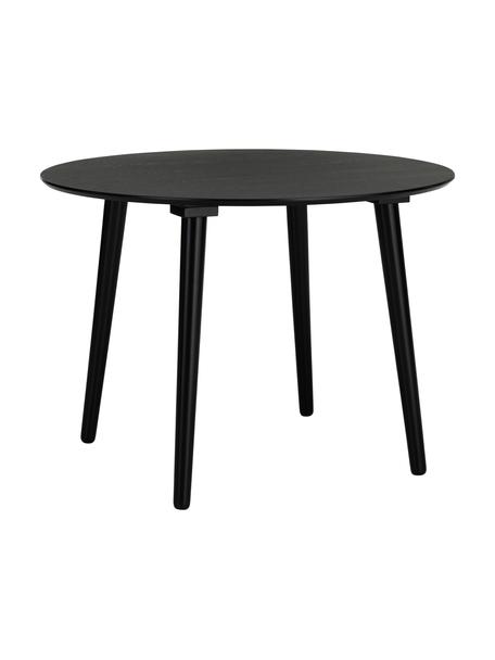 Kulatý dřevěný jídelní stůl Jolina, Ø 106 cm, Dřevo, lakováno černou barvou, Ø 106 cm, V 76 cm