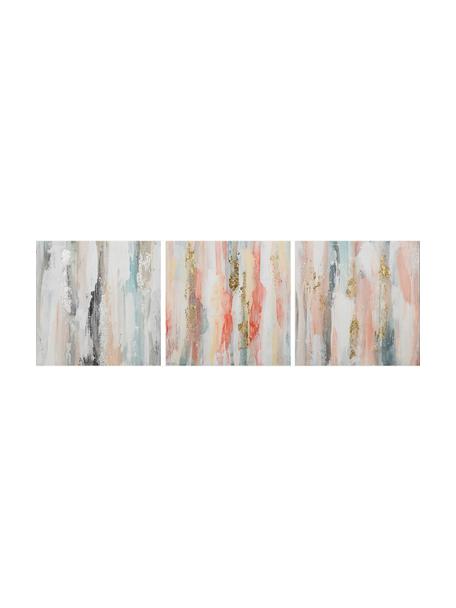 Handgemalte Leinwandbilder Wet, 3er-Set, Mehrfarbig, B 40 x T 40 cm