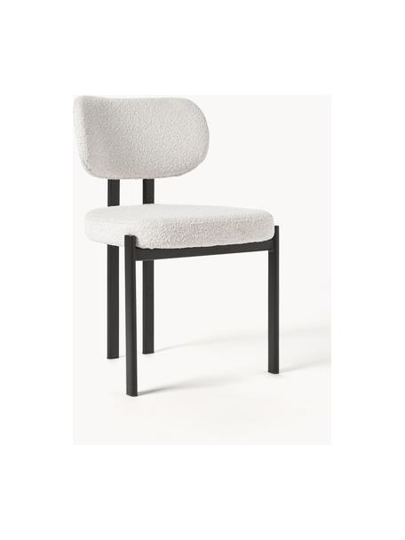 Bouclé stoel Adrien, Bekleding: bouclé (100% polyester) M, Poten: gecoat metaal, Bouclé wit, zwart, B 56 x D 51 cm