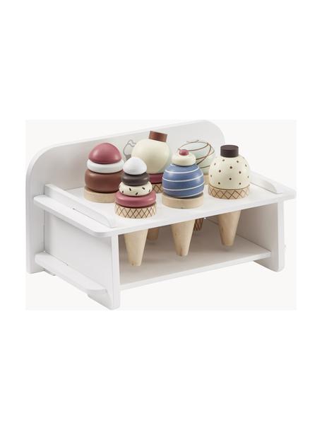 Stand de glace en bois Kids' Hub, 7 élém., Bois Schima, MDF, laqué, Blanc, multicolore, larg. 26 x haut. 17 cm