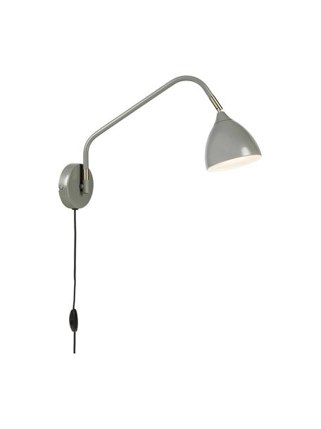 Grote verstelbare wandlamp Valencia met stekker in grijs, Lampenkap: gelakt metaal, Diffuser: kunststof, Decoratie: metaal, Grijs, D 40 x H 28 cm