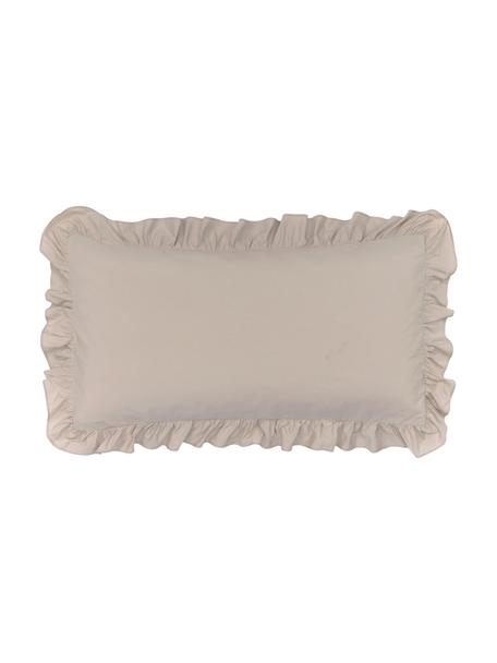 Poszewka na poduszkę z bawełny z efektem sprania i falbanką Florence, 2 szt., Beżowy, S 40 x D 80 cm