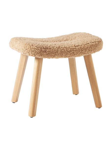 Teddy-kruk Wing, Bekleding: 100% polyester (teddyvach, Poten: berkenhout, Teddy caramelkleurig, berkenhout, B 50 x H 41 cm