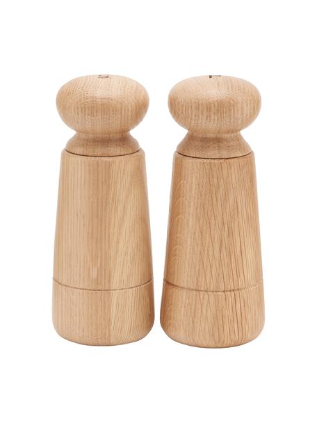 Set macina sale e pepe in legno di quercia Wardha, 2 pezzi, Legno di quercia, Ø 7 x Alt. 17 cm