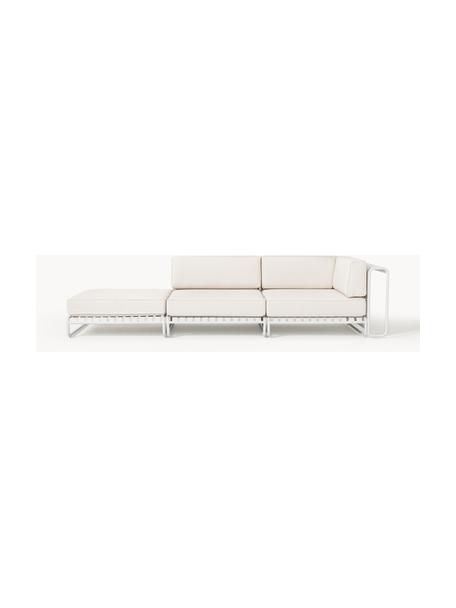 Modulares Garten-Loungesofa Caio, Bezug: 100 % Polyester Der hochw, Gestell: Aluminium, Off White, Weiß, B 305 x T 115 cm