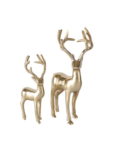 Objet décoratif Noël renne Thielo, 2 élém., Aluminium, enduit, Couleur laitonnée, Lot de différentes tailles