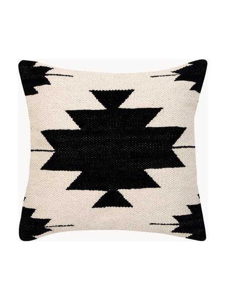 Gewebte Kissenhülle Cancun, 100% Baumwolle, Schwarz, Hellbeige, B 45 x L 45 cm