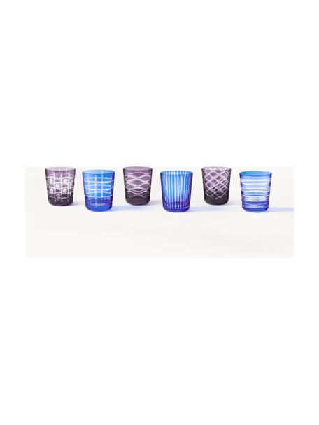 Wassergläser-Set Cobalt, 6er-Set, Glas, Blau, Lila, Ø 9 x H 10 cm, 250 ml