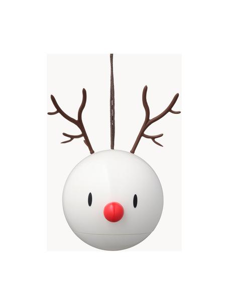 Baumanhänger Reindeer, 2 Stück, Kunststoff, Metall, Weiß, Schwarz, Rot, B 10 x H 7 cm