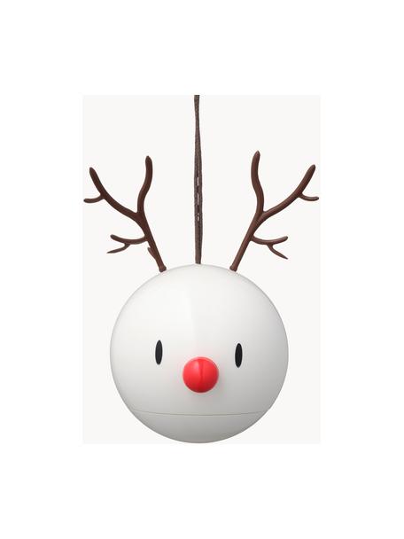 Ciondoli per albero di Natale Reindeer 2 pz, Plastica, metallo, Bianco, nero, rosso, Larg. 10 x Alt. 7 cm