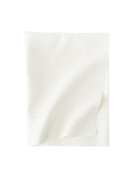 Tovaglia in lino con orlo Alanta, Crema, Larg. 120 x Lung. 120 cm