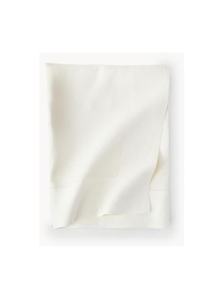 Lněný ubrus s lemem Alanta, Tlumeně bílá, 2-4 osob (D 120 x Š 120 cm)