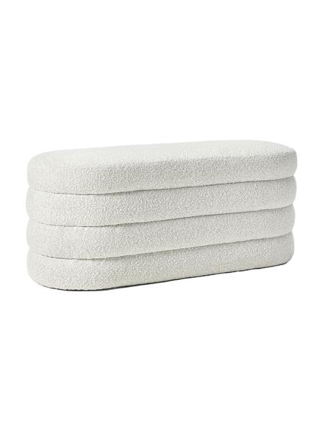 Banco tapizado en tejido bouclé Alto, Tapizado: tejido bouclé (100% polié, Estructura: madera de pino maciza, ma, Bouclé blanco crema, An 110 x Al 47 cm