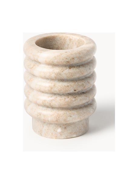 Marmor-Vase Orta, H 13 cm, Marmor, Beige, marmoriert, Ø 10 x H 13 cm