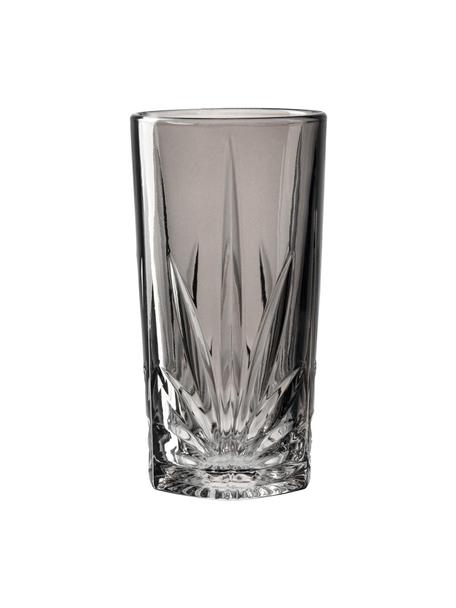 Sklenice na long drink s reliéfním vzorem Capri, 4 ks, Sklo, Šedá, Ø 8 cm, V 15 cm, 390 ml