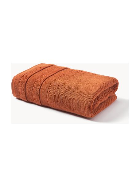 Toalla con borde a rayas Luxe, tamaños diferentes, Terracota, Toalla baño, An 100 x L 150 cm