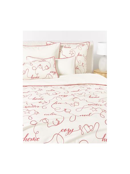 Winterlicher Flanell-Bettdeckenbezug Isabelle mit Kederumrandung, Webart: Flanell Flanell ist ein k, Weiss, Rot, B 135 x L 200 cm