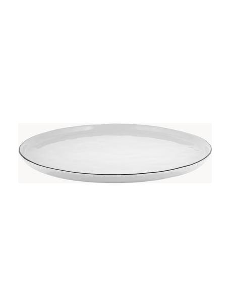 Platos llanos artesanales de porcelana Salt, 4 uds., Porcelana, Blanco, Ø 28 cm