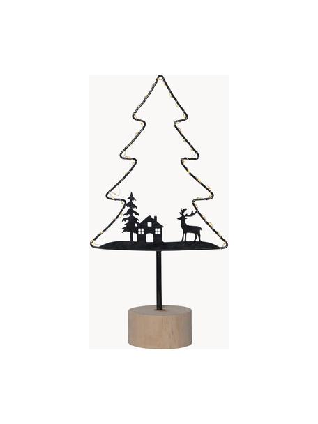 Dekoracja świetlna LED Glimta, Stelaż: metal powlekany, Czarny, jasne drewno naturalne, S 21 x W 40 cm