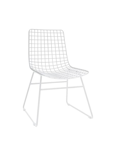 Chaise en métal Wire, Métal, revêtement par poudre, Blanc, larg. 47 x prof. 54 cm