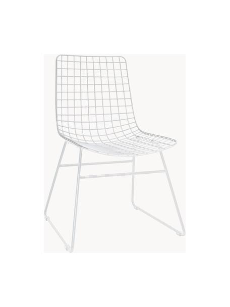 Metalen stoel Wire, Gepoedercoat metaal, Wit, B 47 x D 54 cm