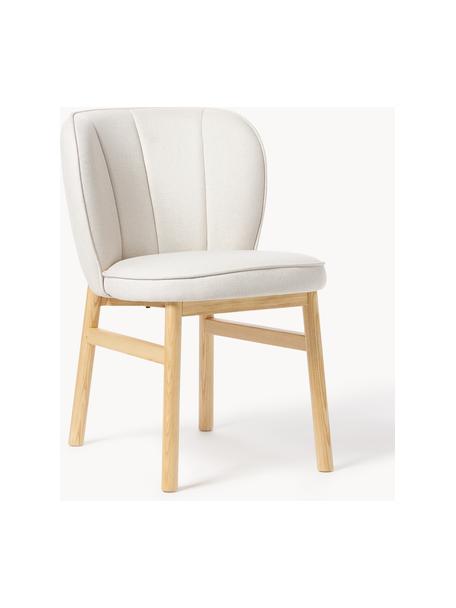 Chaise rembourrée en bois Dale, Tissu blanc cassé, bois de frêne clair, larg. 49 x haut. 64 cm