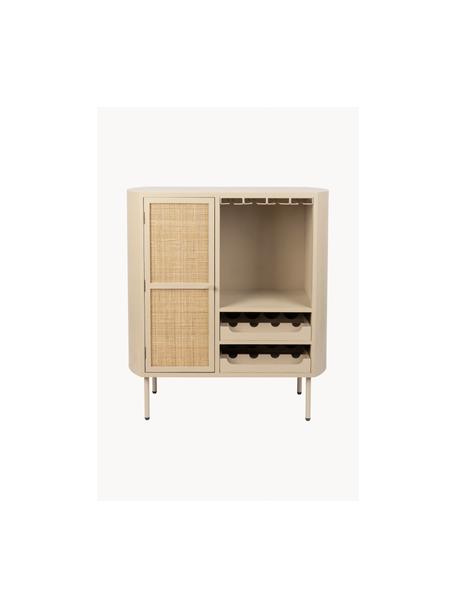 Houten vitrine Amaya, Frame: MDF, Poten: gecoat staal, Beige, B 90 x H 100 cm