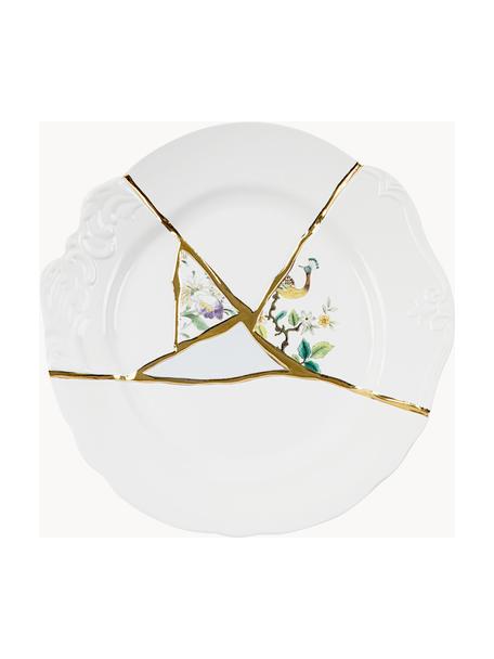 Designový porcelánový mělký talíř Kintsugi, Bílá, Ø 28 cm