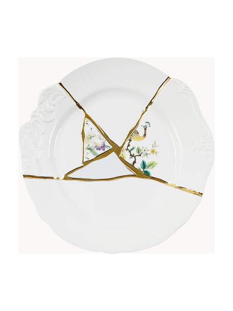 Designer porseleinen dinerbord Kintsugi, Decoratie: goudkleurig, Wit, Ø 28 cm