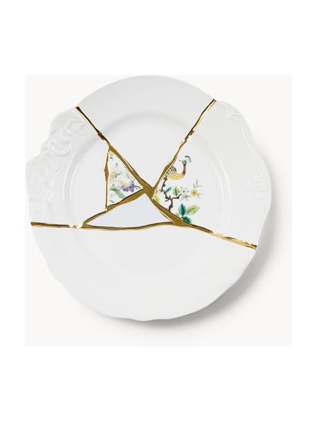 Porcelánový mělký talíř Kintsugi, Bílá, Ø 28 cm