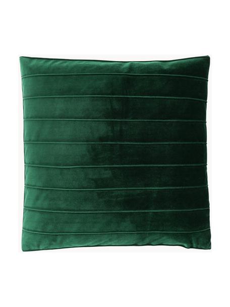Fluwelen kussenhoes Lola met structuurpatroon, Fluweel (100% polyester), Donkergroen, B 40 x L 40 cm